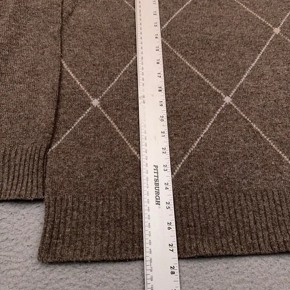 Vintage American Blue 1/4 Zip Sweater Men's Large Argyle Diamond 100% Lambswool - Picture 5 of 6